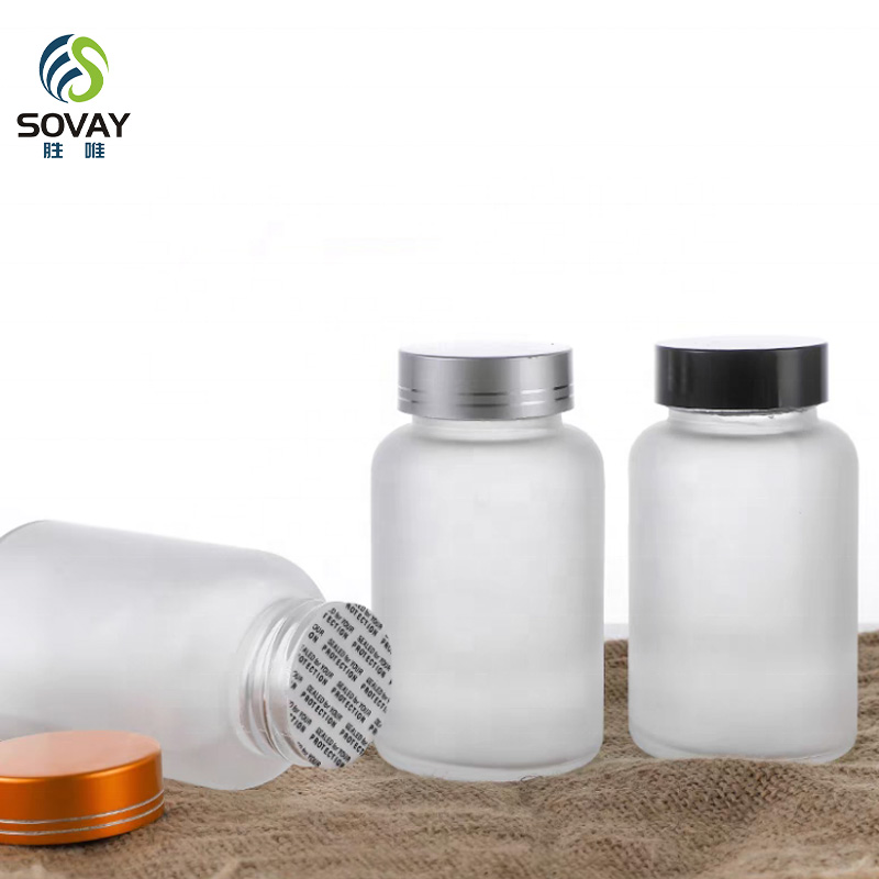 SM20 50 60 80 100 120 150 500 Ml Wide Mouth Amber Glass Capsules Tablet Pill Bottle with Silver Aluminium Screw Cap