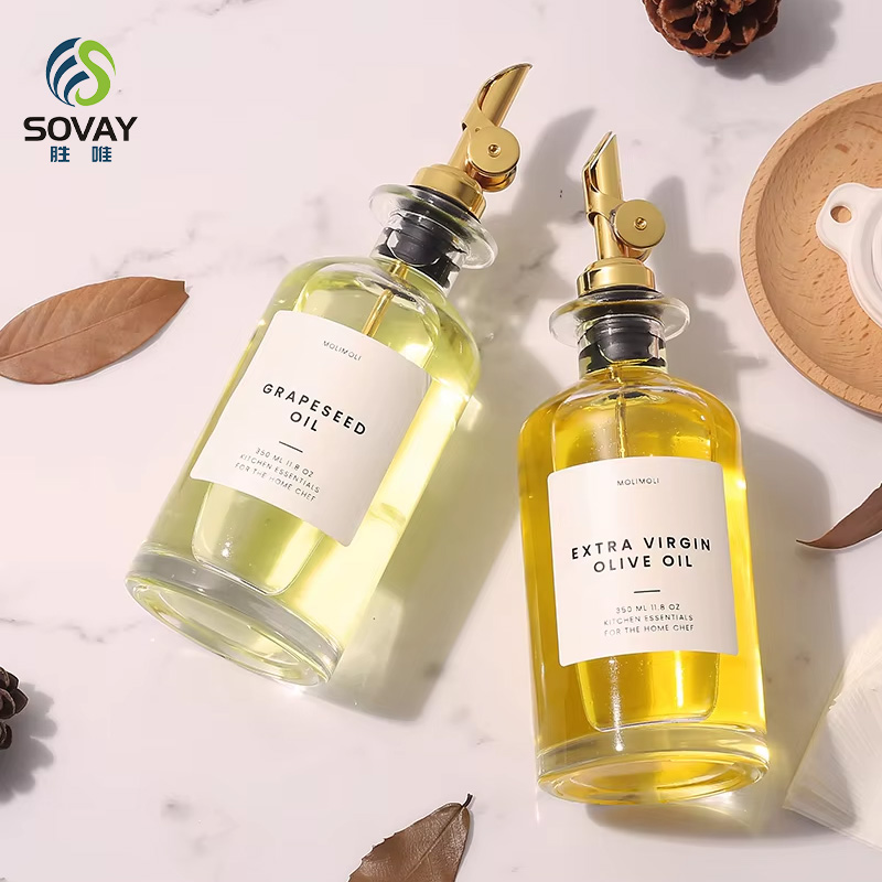 SO11N Wholesale 350ml 500ml Olive Oil Glass Bottle Kitchen Oil Dispenser Bottle Glass Oil Container with Stainless Steel Nozzle