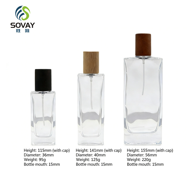 SC01 Luxury High Quality 30ml 50ml100ml Clear Crystal Glass Spray Perfume Bottle with Silver Mazhu Long Cover