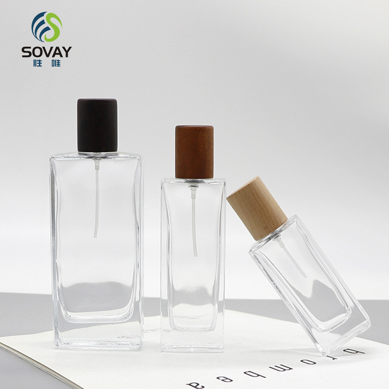 SC01 Luxury High Quality 30ml 50ml100ml Clear Crystal Glass Spray Perfume Bottle with Silver Mazhu Long Cover