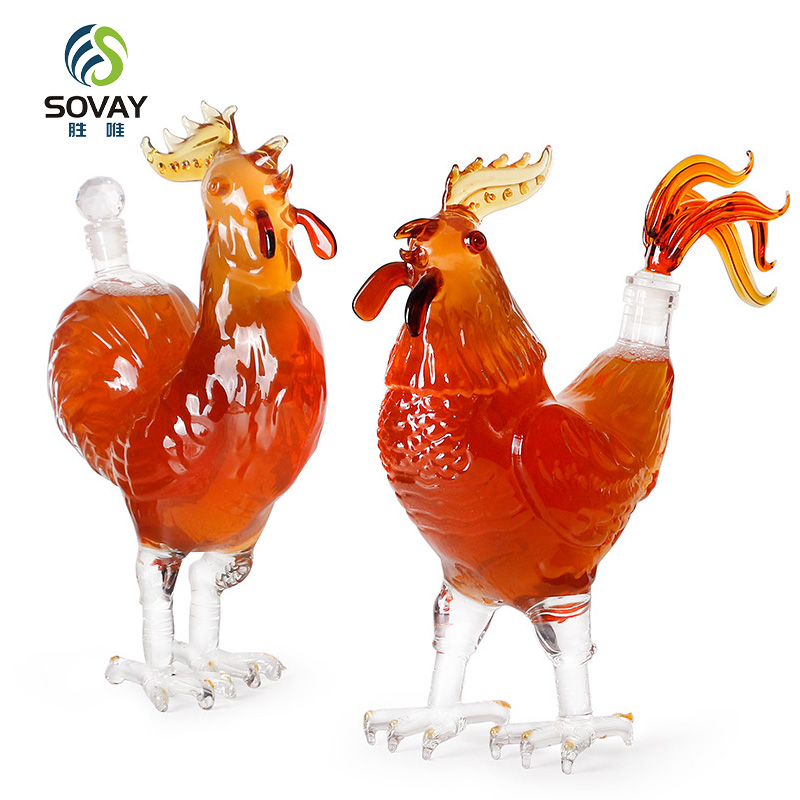 SA09N Transparent Rooster Shape Wine Decanter High Borosilicate Glass 500ml/1000ml Capacity Modern Design