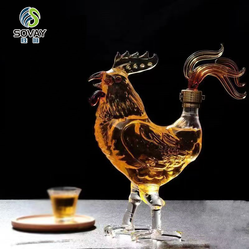 SA09N Transparent Rooster Shape Wine Decanter High Borosilicate Glass 500ml/1000ml Capacity Modern Design