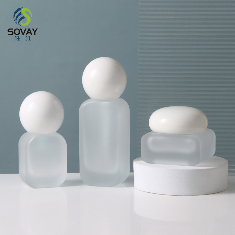 SC12N Customizable 20ml 30ml 50ml 100ml 120ml Frosted Transparent Cosmetics Glass Lotion Pump Bottle with Dropper Sealing Type