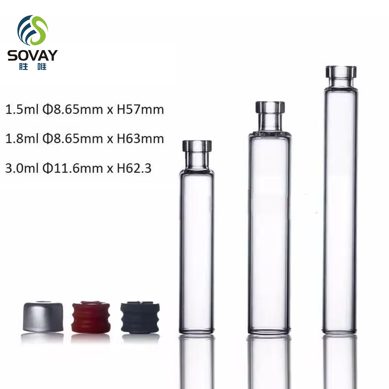 SM28  Wholesale Cartridge Vials Dual 1.5ml 1.8ml 3ml Transparent Medical Empty Disposable Glass Cartridge Vial for Injection Pen