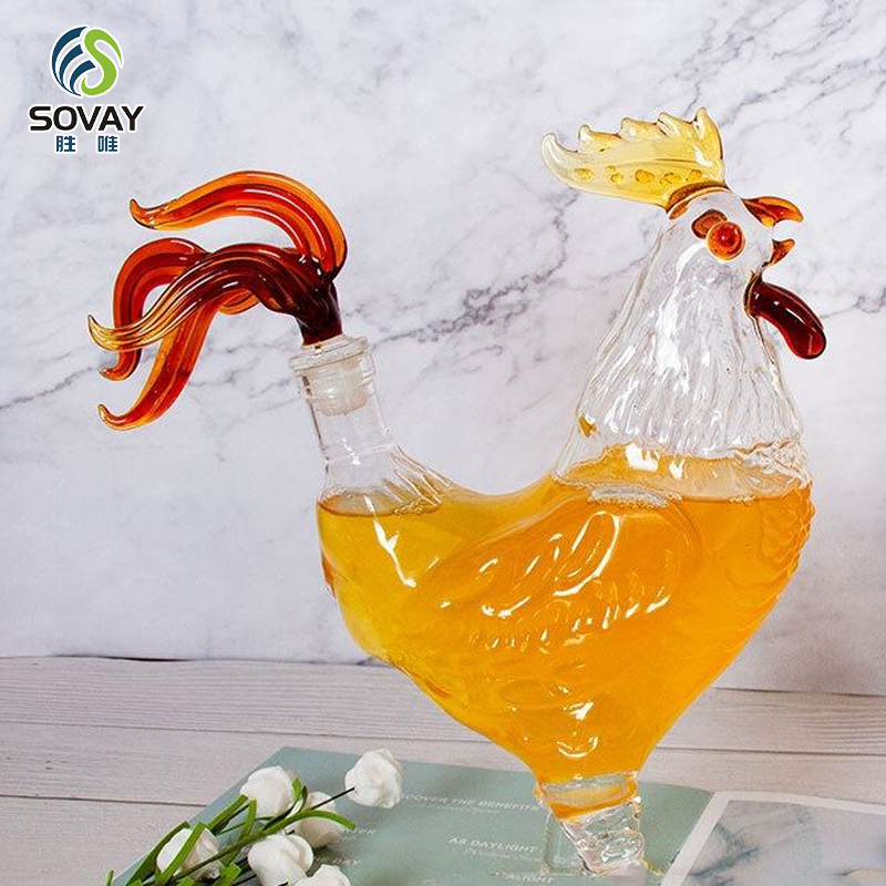 SA09N Transparent Rooster Shape Wine Decanter High Borosilicate Glass 500ml/1000ml Capacity Modern Design