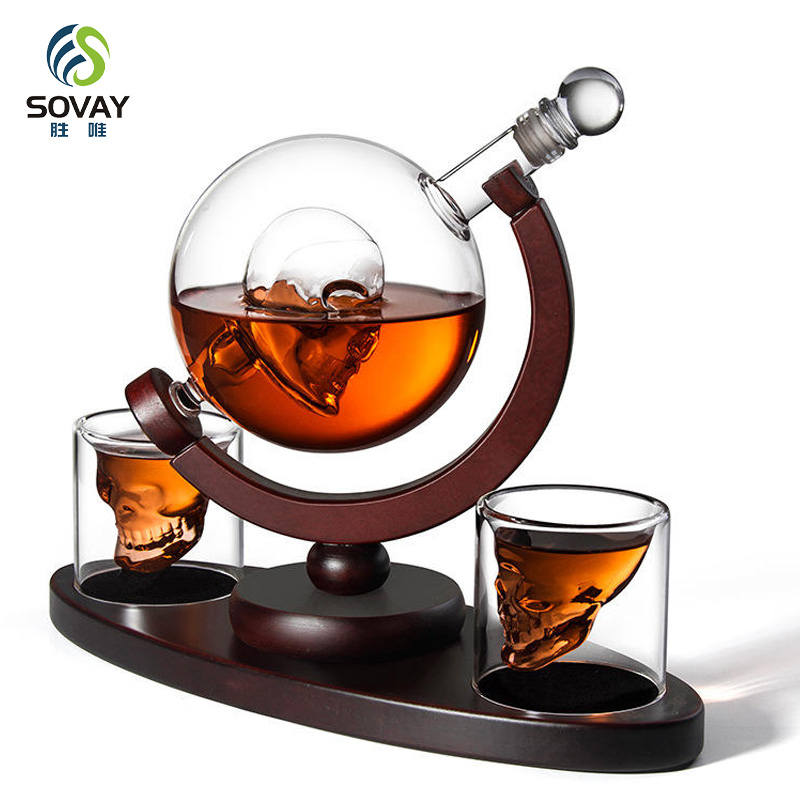 SA03N Rts Fathers Day Top Selling Shape Glass Crystal Globe Whiskey Decanter Bottle Glasses Cup Cups Set