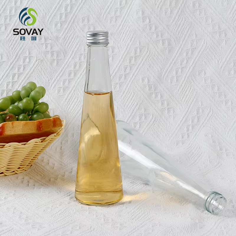 SD19 Wholesale Empty 250ML 330ML Conical Glass Drink Bottle Cold Brew Coffee Juice Glass Bottles With Aluminum Cap