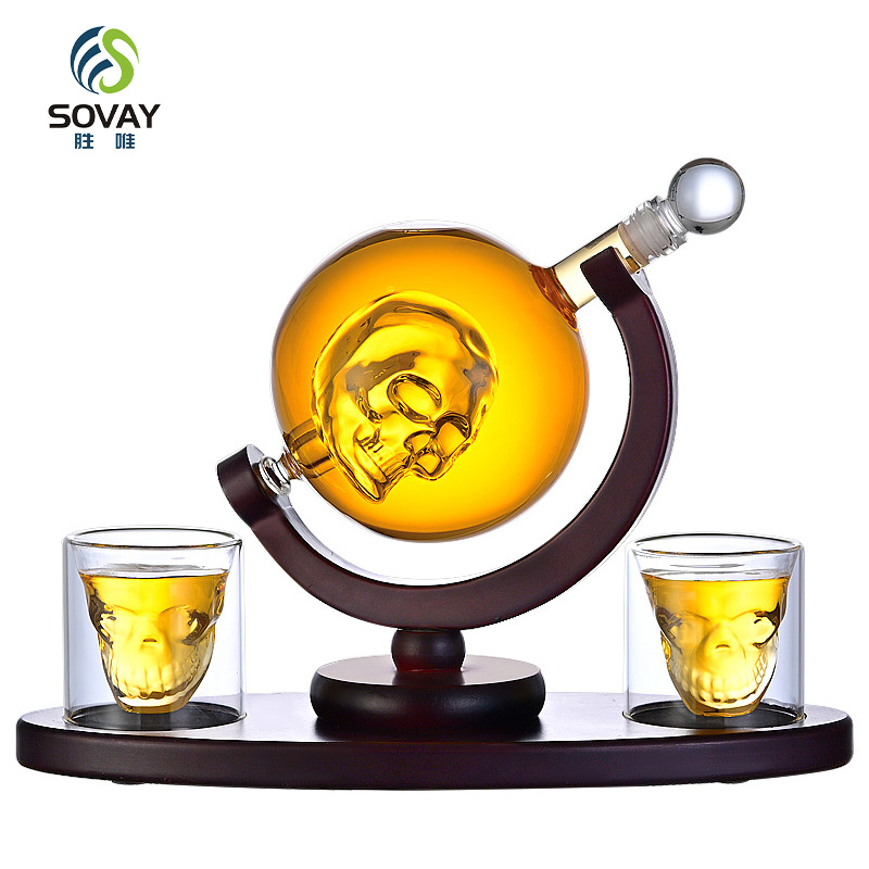 SA03N Rts Fathers Day Top Selling Shape Glass Crystal Globe Whiskey Decanter Bottle Glasses Cup Cups Set