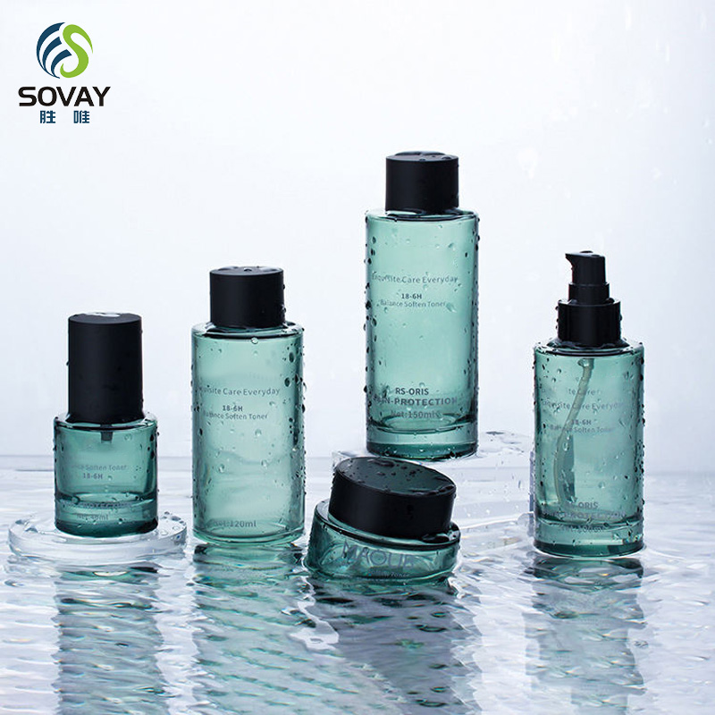 SC02N China Competitive Price Cosmetic Dropper Bottle Transparent Skincare Set Packaging Lotion Toner Perfume Oil Cream Jar