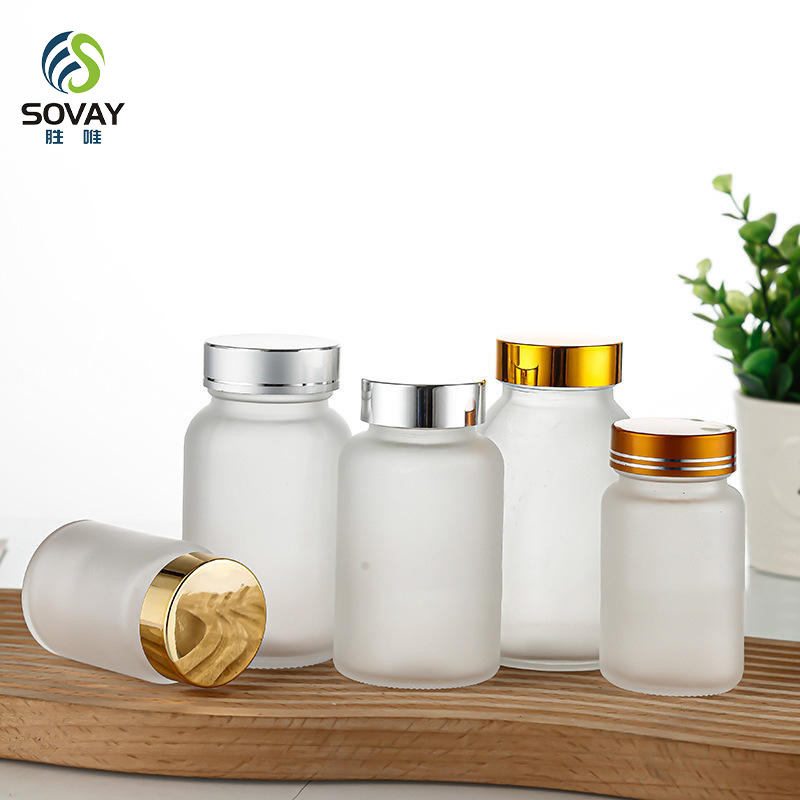 SM20 50 60 80 100 120 150 500 Ml Wide Mouth Amber Glass Capsules Tablet Pill Bottle with Silver Aluminium Screw Cap