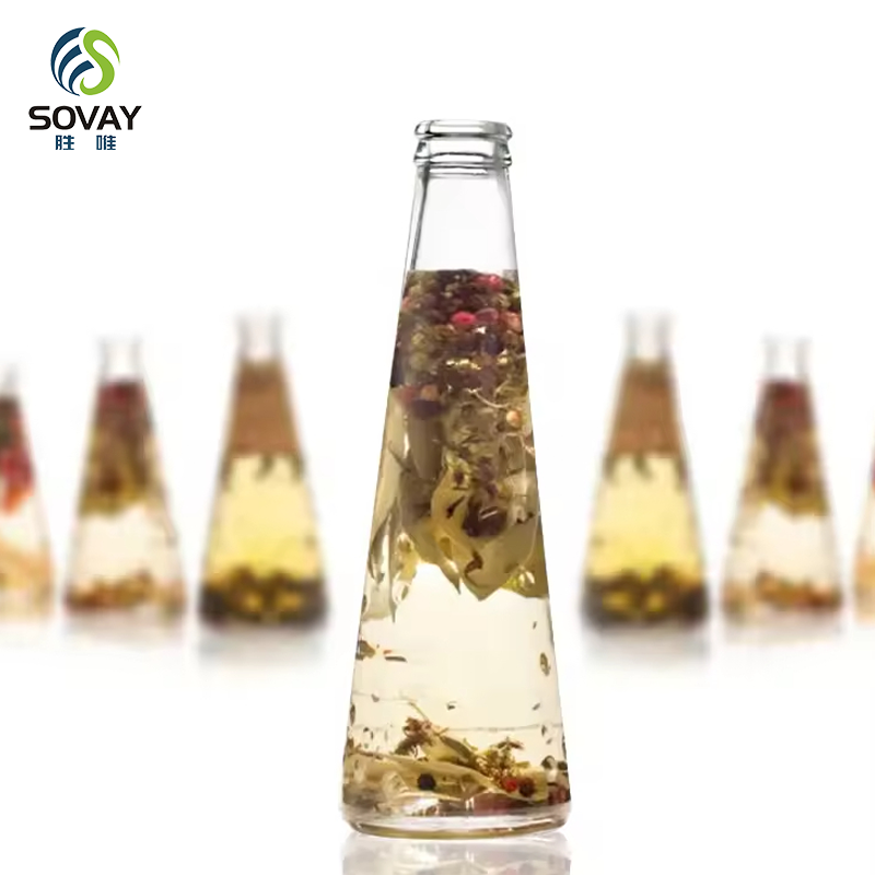SD19 Wholesale Empty 250ML 330ML Conical Glass Drink Bottle Cold Brew Coffee Juice Glass Bottles With Aluminum Cap
