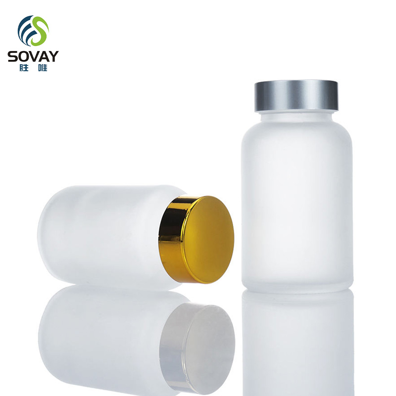 SM20 50 60 80 100 120 150 500 Ml Wide Mouth Amber Glass Capsules Tablet Pill Bottle with Silver Aluminium Screw Cap