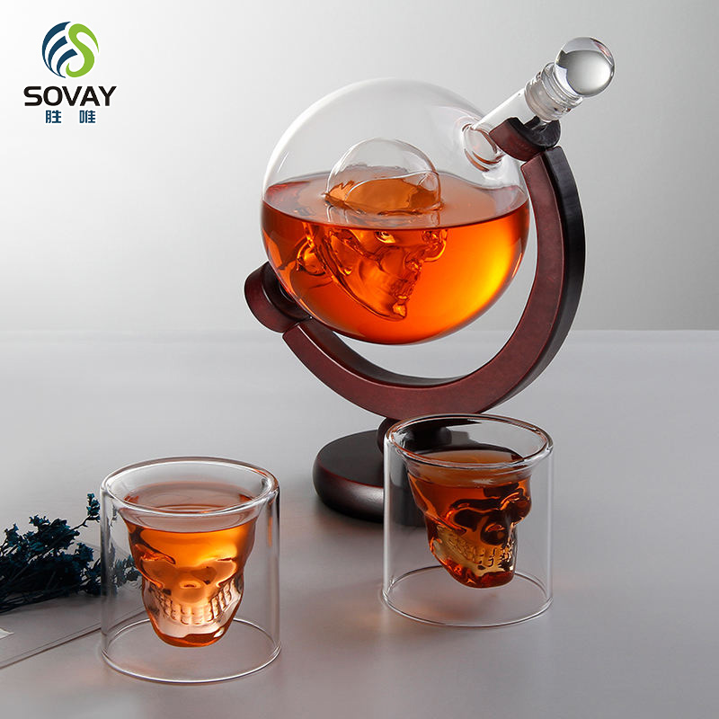 SA03N Rts Fathers Day Top Selling Shape Glass Crystal Globe Whiskey Decanter Bottle Glasses Cup Cups Set